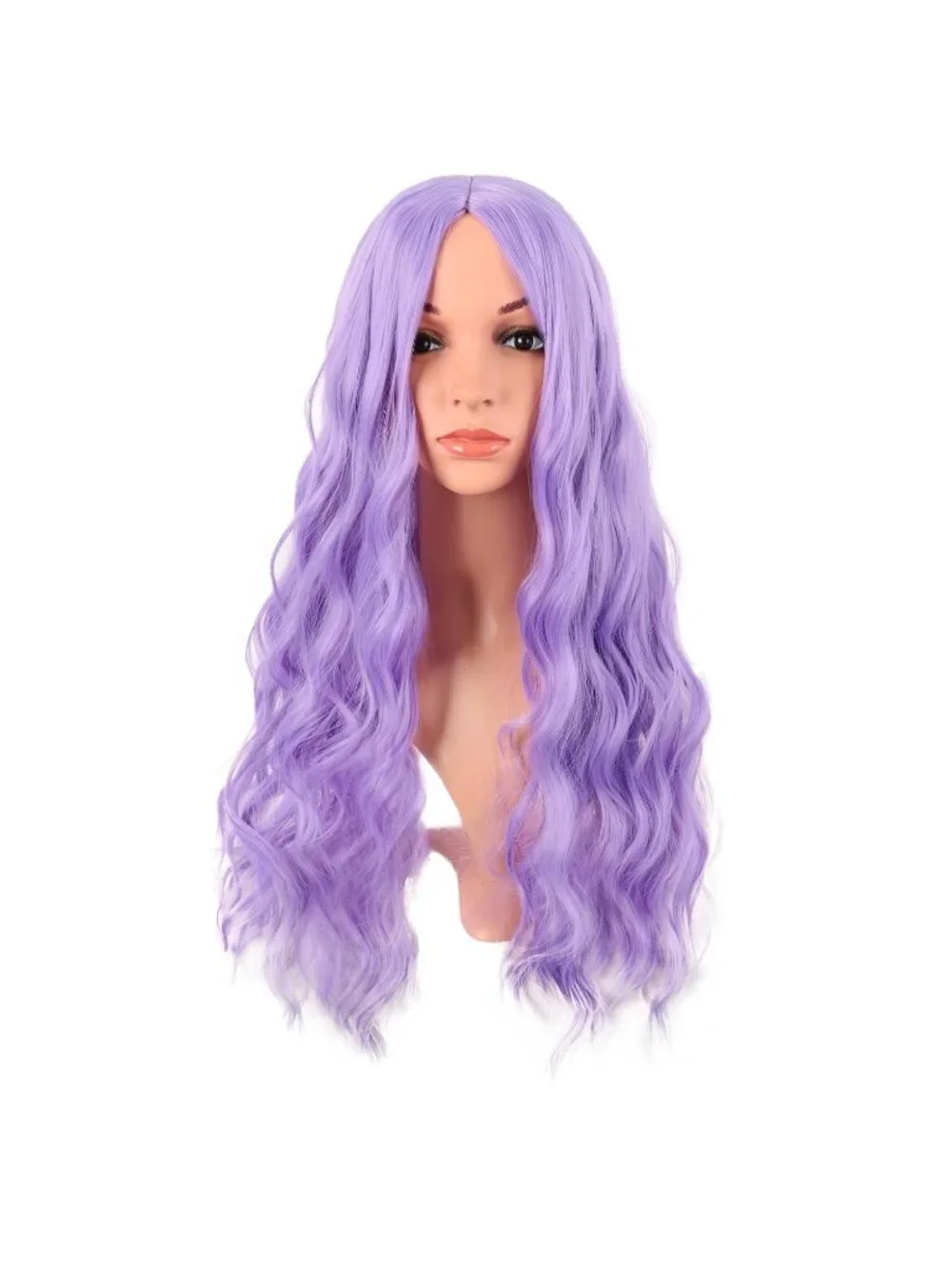 Women's Light Purple 28 Inch Synthetic Fiber Long Middle Part Curly Cosplay Wigs